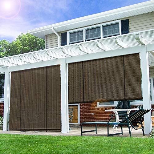 E&K Sunrise Roll Up Outdoor Shade Brown
