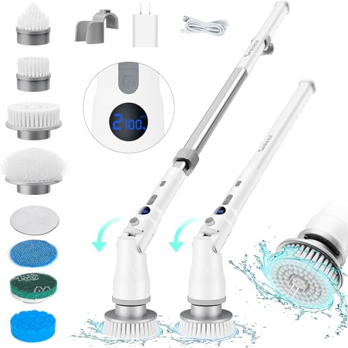 Electric Spin Scrubber with Adjustable Extension Handle