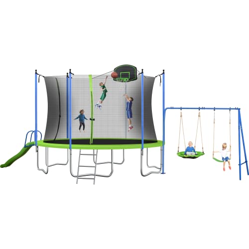 EMKK Trampoline with Slide & Swings