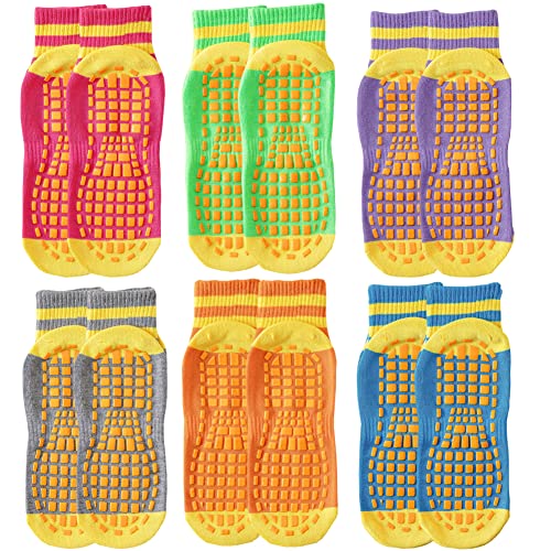 Esaroll Kids Anti Skid Trampoline Socks 6 Pairs