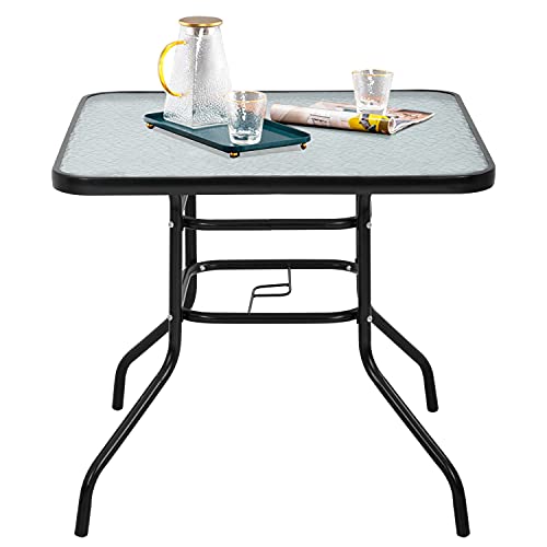 FDW Square Outdoor Dining Table with Tempered Glass