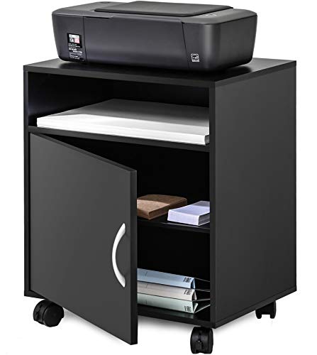 FITUEYES Adjustable Mobile Printer Stand with Storage, Black