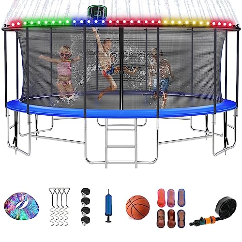 FIZITI 16FT Outdoor Trampoline with Basketball Hoop and Enclosure