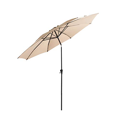 FLAME&SHADE 10ft Beige Patio Table Umbrella w/ Fiberglass Ribs and Tilt