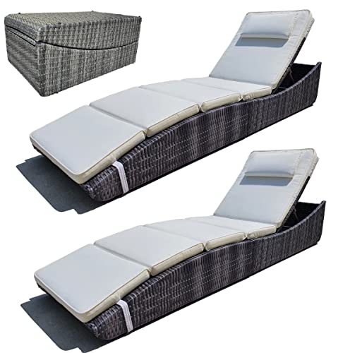 Foldable Outdoor Chaise Lounge Chair Set