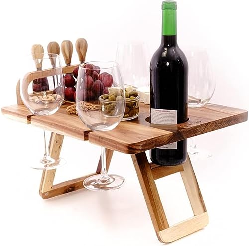 Foldable Picnic Wine Table with Magnetic Attachment
