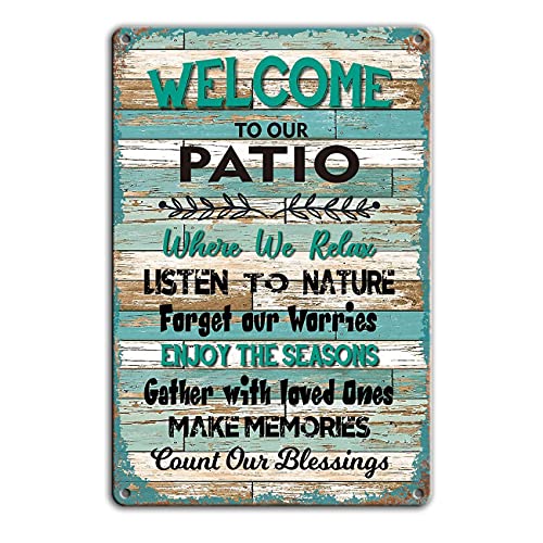 Funny Vintage Metal Welcome Patio Sign