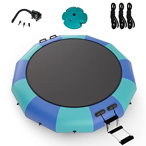 Giantex 10Ft Inflatable Water Trampoline with Blower and 3-Step Ladder