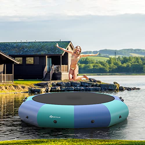 Goplus 10-15FT Inflatable Water Trampoline with Accessories