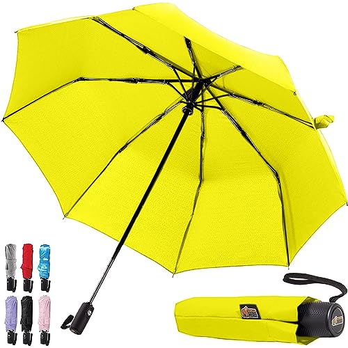 Compact Gorilla Grip Yellow Travel Umbrella