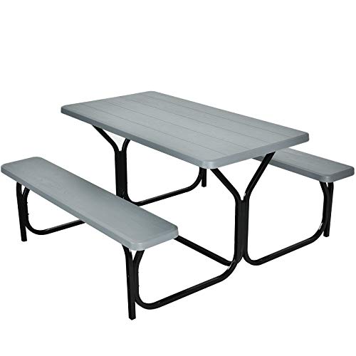 Gray Picnic Table Bench Set