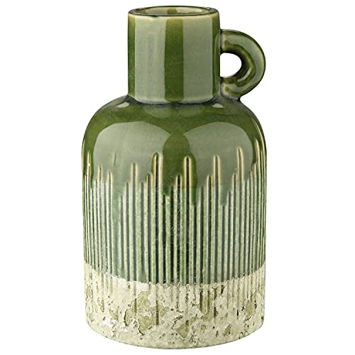 Green Ceramic Vase with Handle