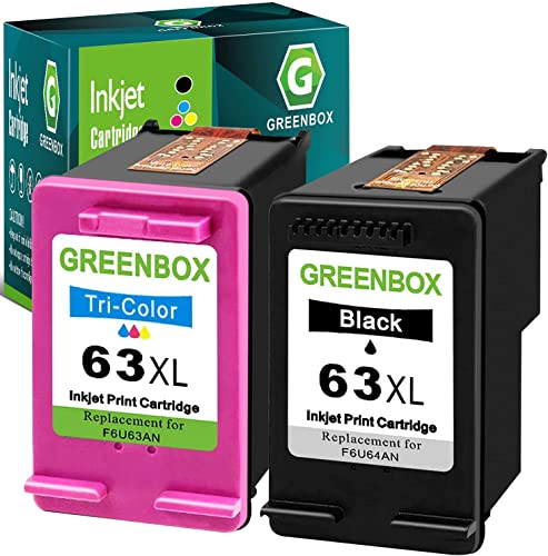 GREENBOX Remanufactured 63XL Ink Cartridge Combo for HP OfficeJet, Envy, DeskJet