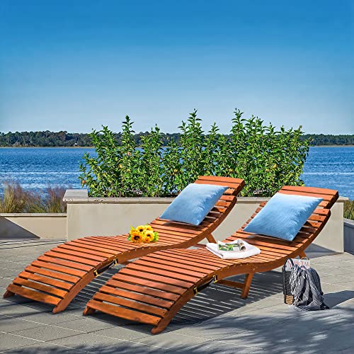 Adjustable Headrest Chaise Lounge Chair Set of 2 for Patio, Balcony, Poolside