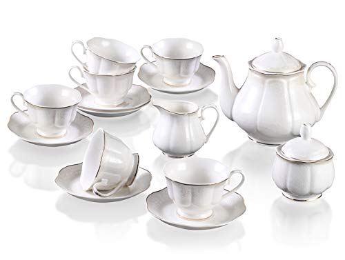 GUANGYANG Tea Set with 15-pcs Lotus Shape Porcelain