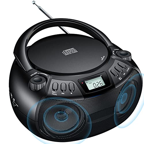 Gueray Portable Bluetooth Boombox with AM/FM Radio & CD Player