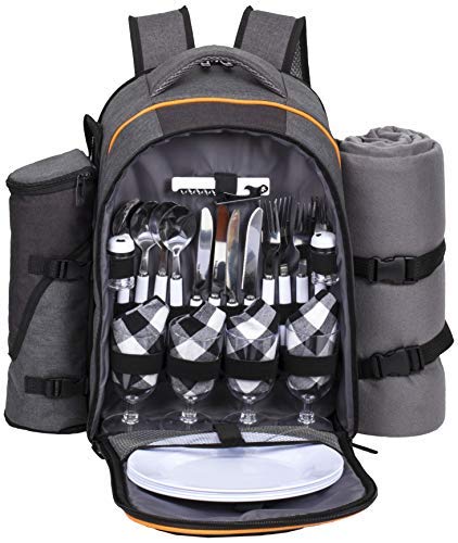Hap Tim Picnic Backpack for 4 with Cooler Compartment