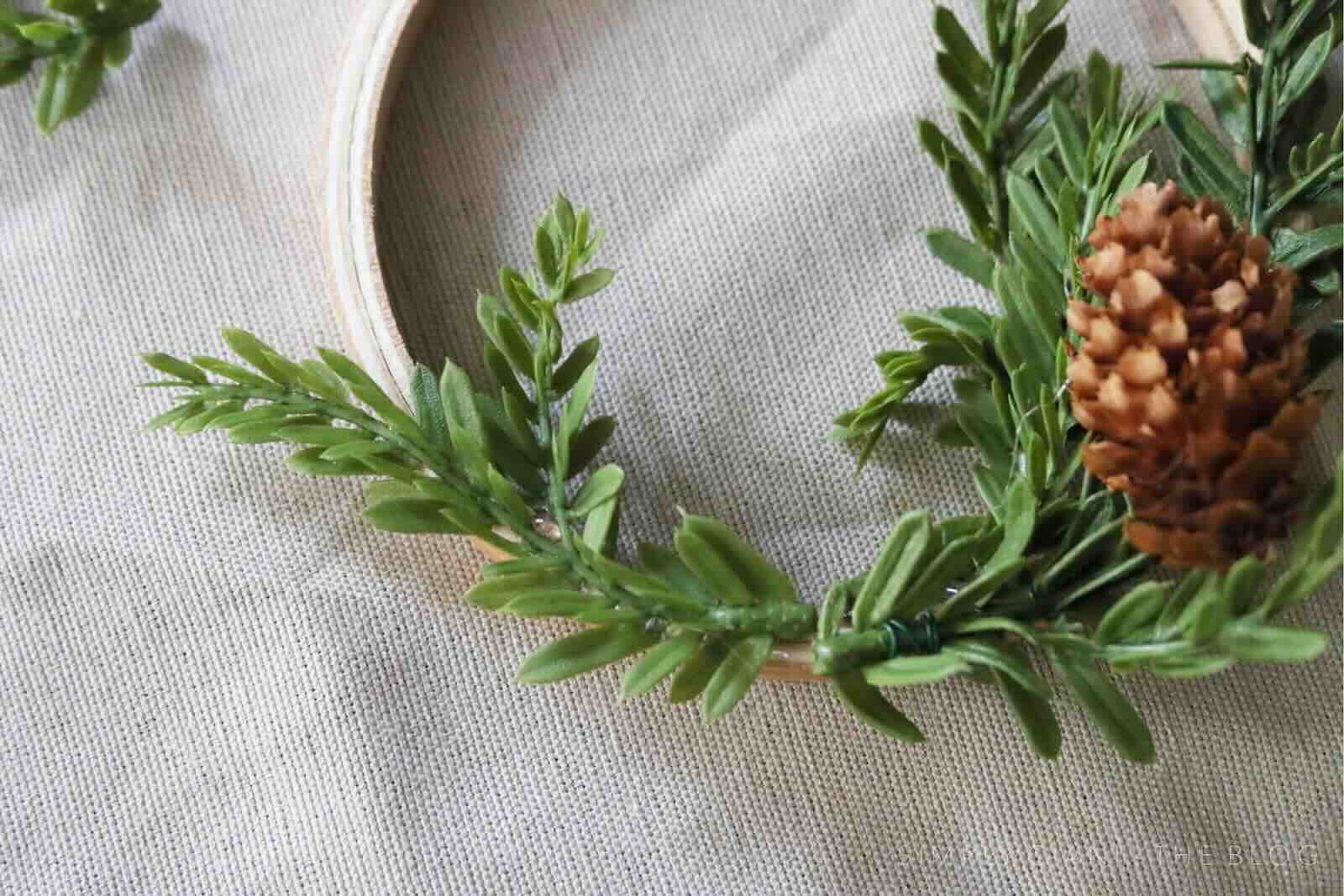 How To Attach Greenery Picks To An Embroidery Hoop Design