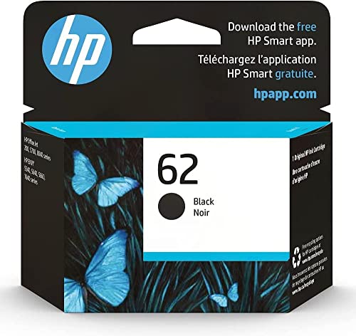 HP 62 Black Ink Cartridge for ENVY, OfficeJet, Instant Ink Eligible