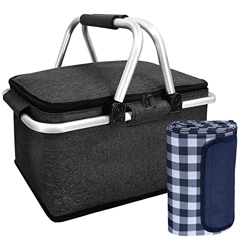Insulated Picnic Basket and Blanket Set