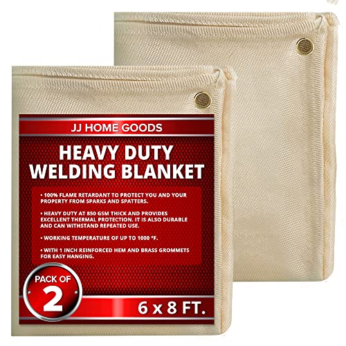 JJ CARE 6x8ft 2-Pack Heavy Duty Fireproof Welding Blankets