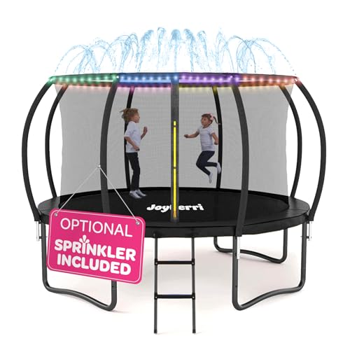JoyBerri Trampoline - Outdoor Trampoline with LED Lights and Sprinkler