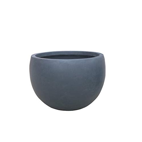 Kante Lightweight Outdoor Round Bowl Planter - Charcoal