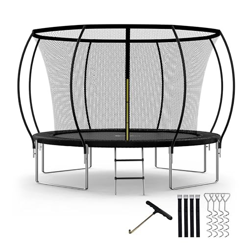 12FT Trampoline for Kids with Safety Enclosure Net