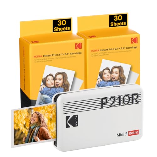KODAK Mini 2 Retro Portable Photo Printer Bundle, White