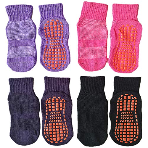 Non-Slip Trampoline Socks for Kids & Adults - Anti-Skid Silicone Grip,  Breathable Yoga and Bounce Socks for Family Fun