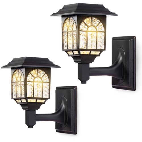 LeiDrail 2 Pack Solar Fence Lights for Outdoor Garden and Patio