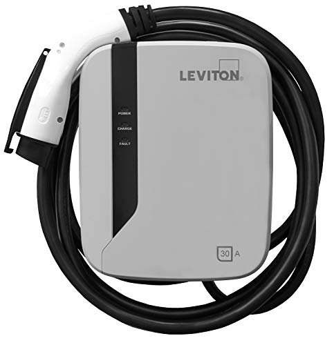 Leviton Level 2 EV Charging Station, 30A, 208/240V, 7.2kW, 18ft Cable, White