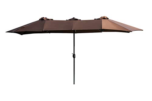 LOKATSE HOME 15 Ft Rectangular Outdoor Umbrella - Brown