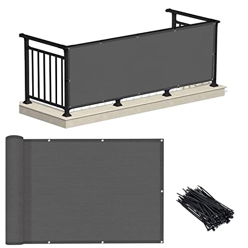 LOVE STORY Custom-Made 3' x 16' Charcoal Balcony Privacy Screen Fence Cover