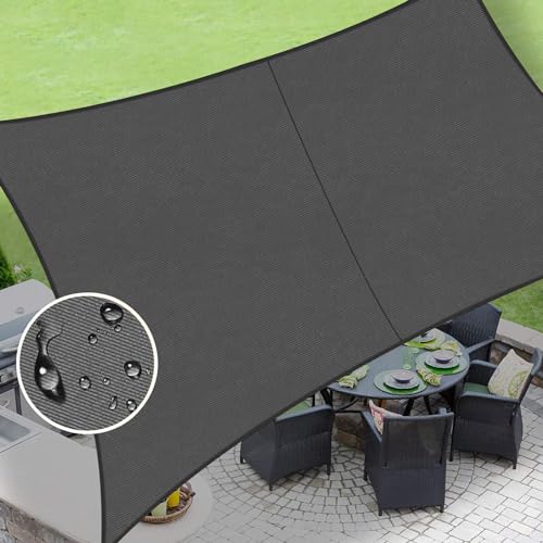 LOVE STORY 10'x13' Dark Grey Triangle Shade Sail UV Resistant for Outdoor Patio