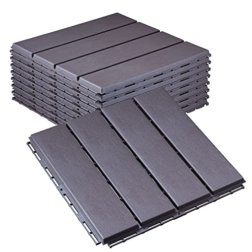 LYMJARD All-Weather Outdoor Flooring 9-Pack Grey Patio Pavers