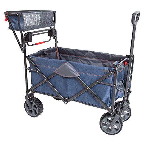 Mac Sports Push Wagon with Wheels, Handle and Basket