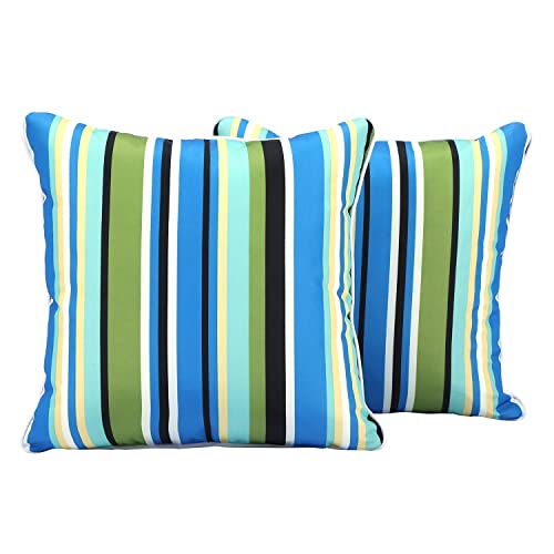 Maphissus 18x18 Inches Outdoor Waterproof Blue Striped Throw Pillows 2 PCS
