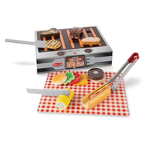 Melissa & Doug Grill and Serve BBQ Set - Wooden Play Food and Accessories