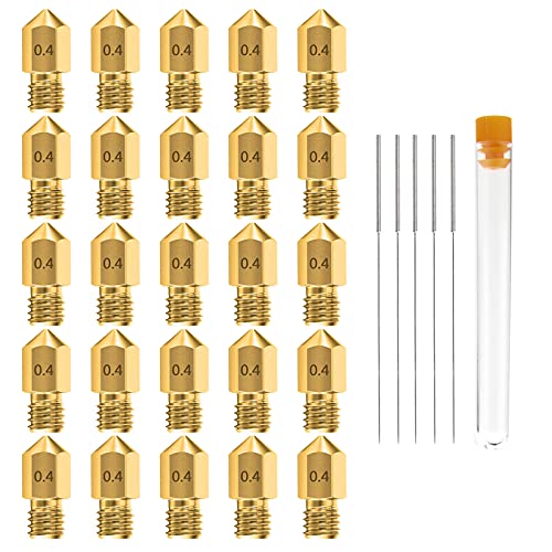Meafeng 25pcs 0.4mm Brass 3D Printer Nozzles Kit with Metal Storage Box