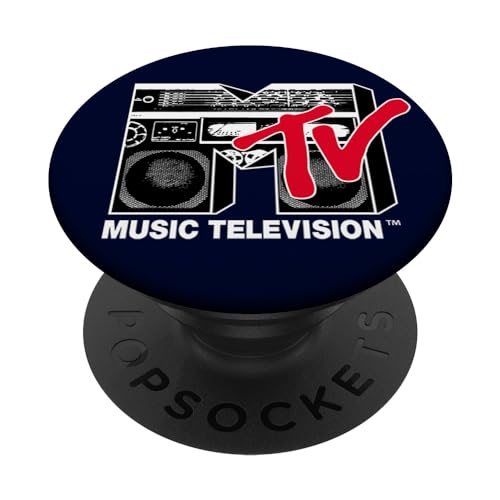 MTV Logo 80's Style Black And White Boombox PopSockets Standard PopGrip