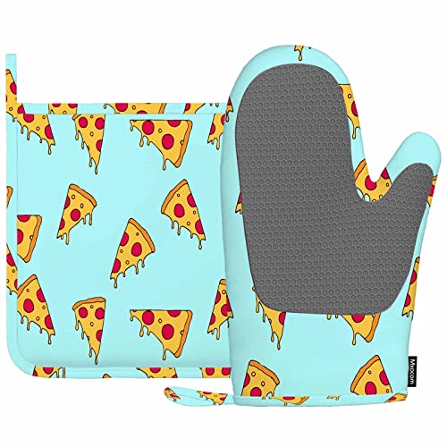 Mxocom Pizza Slice Oven Mitts and Pot Holder