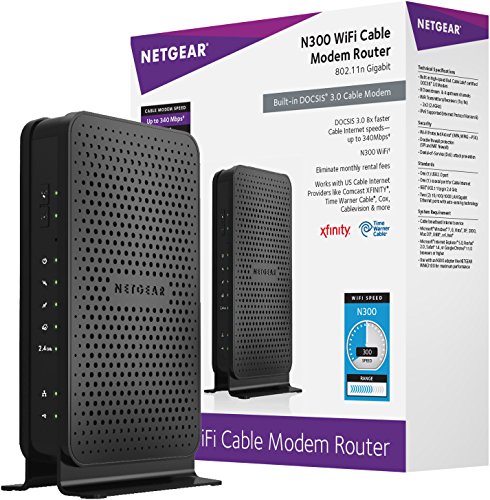 NETGEAR C3000-100NAS N300 Cable Modem Router WiFi DOCSIS 3.0 (C3000)