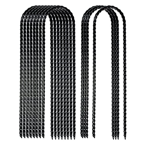 Nigh Coated Rebar Trampoline Wind Stakes Set of 12 Safety Ground Anchors Stakes Extra Heavy Duty Metal Landscape Staples 10 Inches Long (Black)