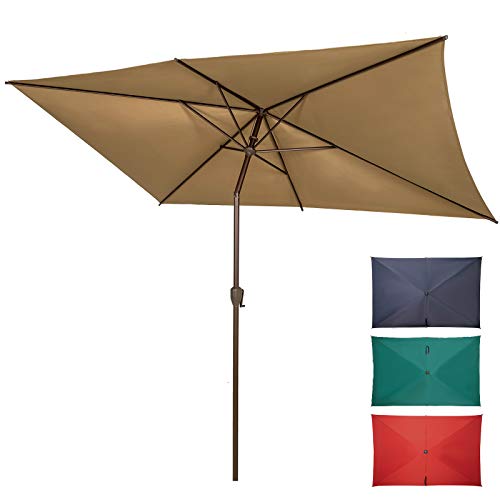 Ogrmar 6.5x10ft Rectangular Patio Umbrella with Tilt (Tan)