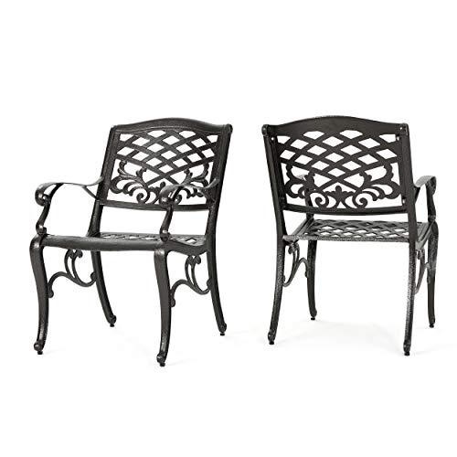 Outdoor Cast Aluminum Chairs, 2-Pcs Set