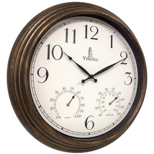 Outdoor Clocks with Thermometer - Bronze 18 inch