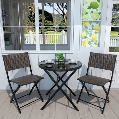 Outdoor Patio Bistro Set with Folding Table and Chairs