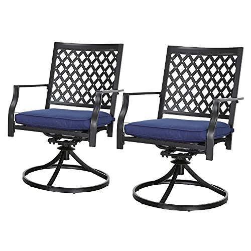 Outdoor Patio Dining Swivel Chairs Set of 2, Blue