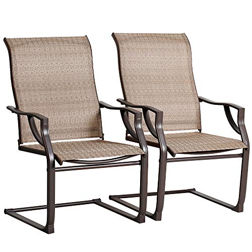 Outdoor Spring Motion Textile Patio Dining Chairs Set of 2